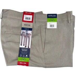 Kenneth Cole Techni-Cole Performance Dress Slim Fit Pant 34x34 Tan Chino Slacks